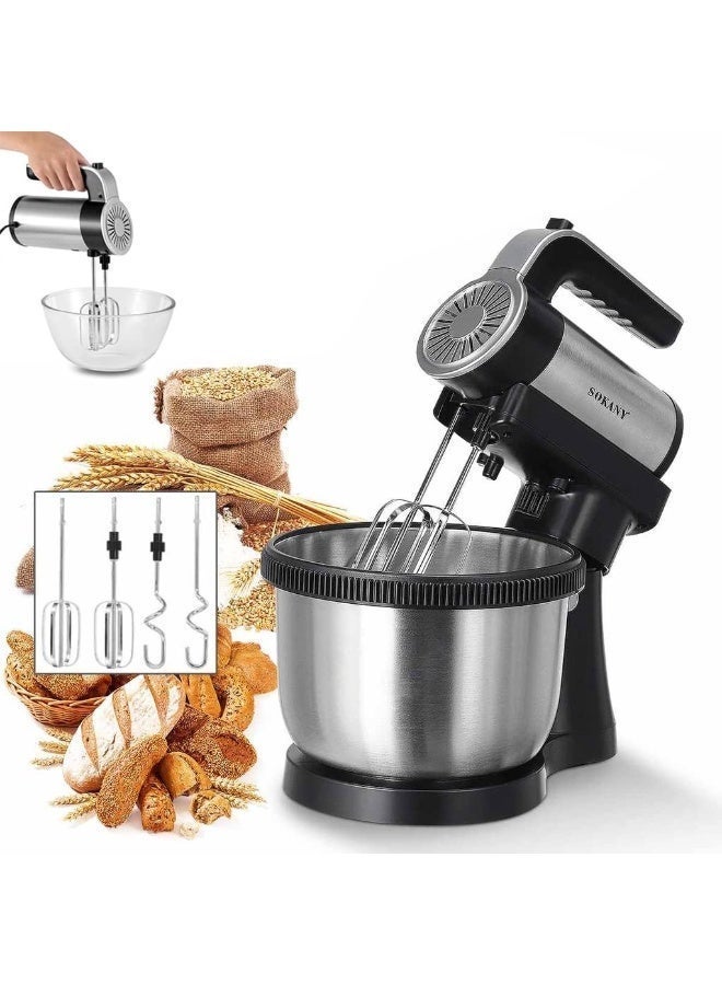 sokany SX-6662 Kneading Machine with 5 Speeds and 4.0L Rotating Stainless Steel Bowl 1000w - Image 1
